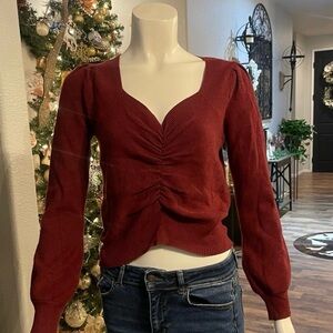 Elegant Red Ruched Women's Top